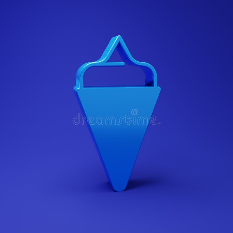 Blaue Eiscreme in Waffelkegel, isoliert auf blauem Hintergrund. Zuckersymbol. Minimalkonzept 3D-Darstellung stock abbildung