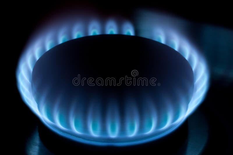 Blaue Flammen des Erdgasbrenners