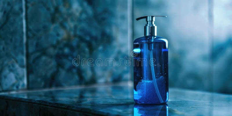 Blaue Flüssigkeit an einem Schalter lizenzfreies stockbild