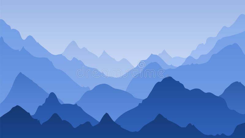 Blaue Gebirgslandschaft Gebirgsnebelhafte Schattenbilder, panoramische Hügel Majestätischer Höchststreckenhorizont, Vektor wander