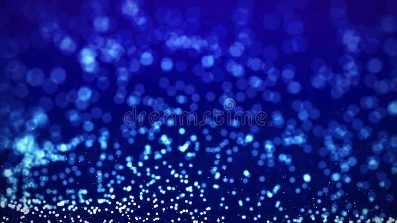 Blaue Glühenpartikel fangen computererzeugten festlichen Feiertagsunschärfehintergrund auf stockfoto