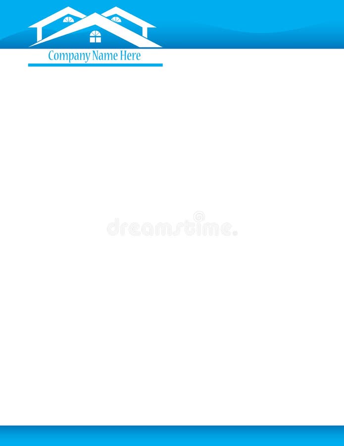 Blue Real Estate House Logo Letterhead Template. Blue Real Estate House Logo Letterhead Template