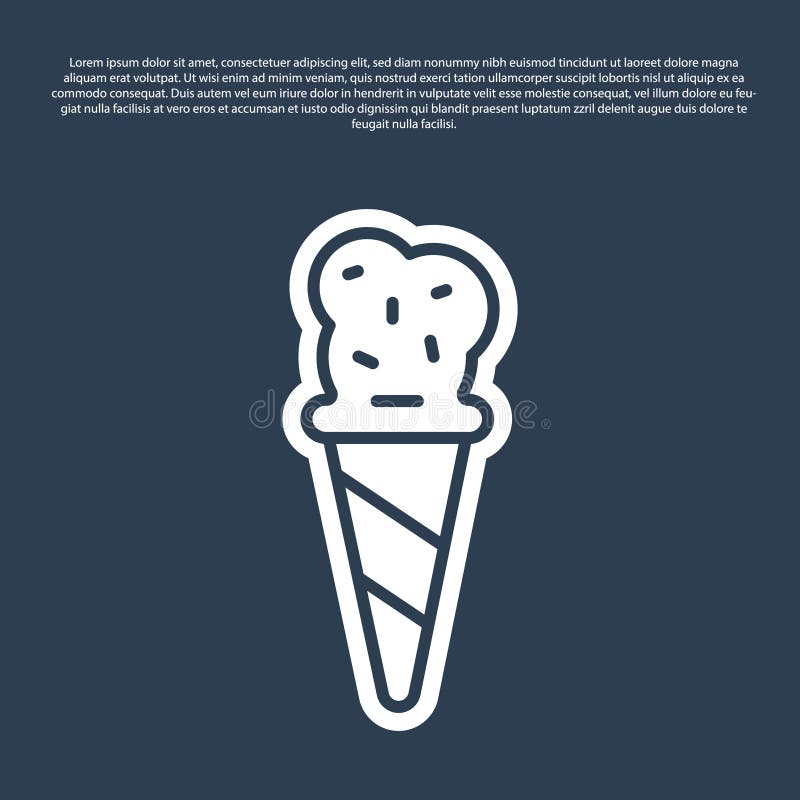 Blaue Linie Eiscreme in der Waffelkegelikone isoliert auf blauem Hintergrund. Süßes Symbol. Vektor stock abbildung
