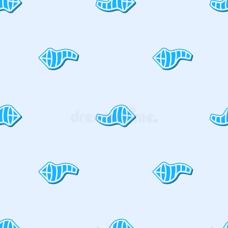 Blaue Linie isoliertes nahtlose Muster der Kegelmeteorologie Windsock-Windschaufel Symbol auf grauem Hintergrund. Windsock zeigen lizenzfreie abbildung