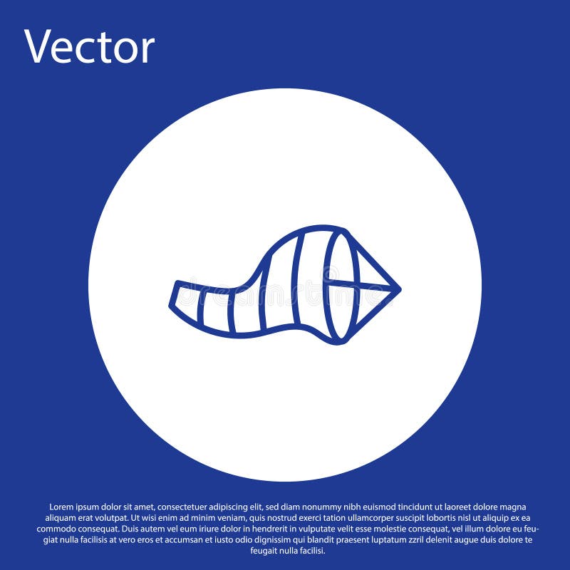 Blaue Linie Kegelmeteorologie Windsock-Windschaufelikone isoliert auf blauem Hintergrund. Windsock zeigen die Richtung auf. vektor abbildung
