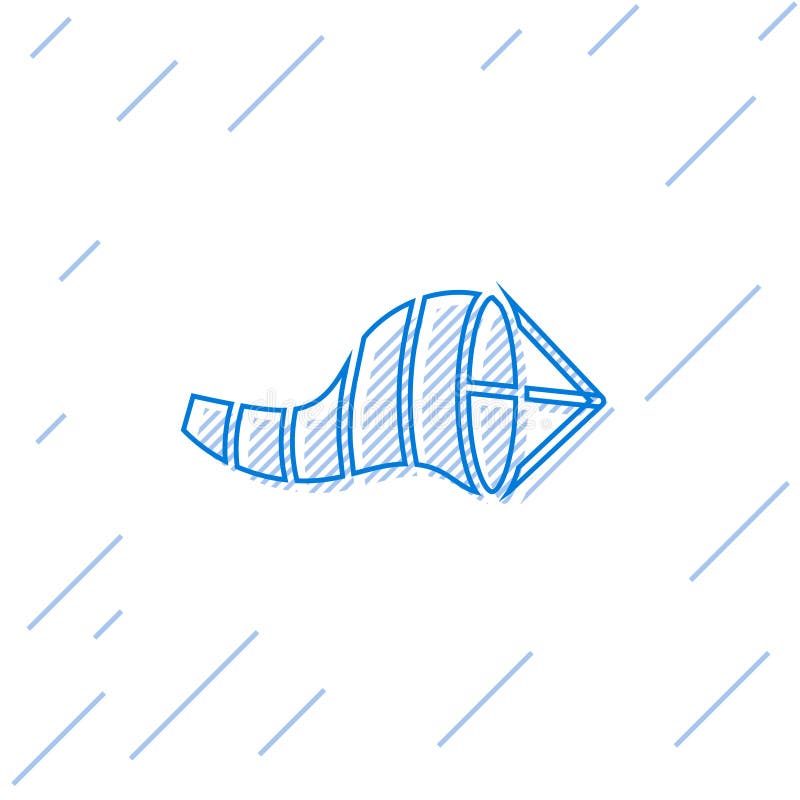 Blaue Linie Kegelmeteorologie Windsock-Windschaufelikone isoliert auf weißem Hintergrund. Windsock zeigen die Richtung und die Stä stock abbildung
