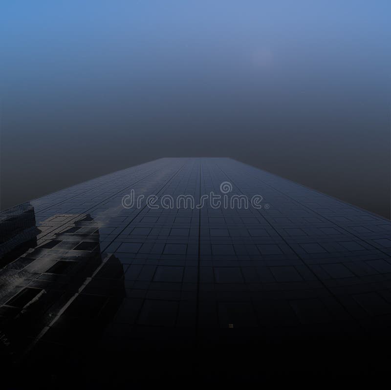 Blaue Nacht auf dem Wolkenkratzer lizenzfreie abbildung Blaue Nacht auf dem Wolkenkratzer lizenzfreie abbildung
