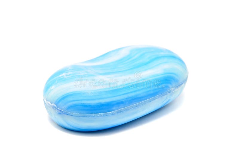 Blaue Seife getrennt auf Weiß