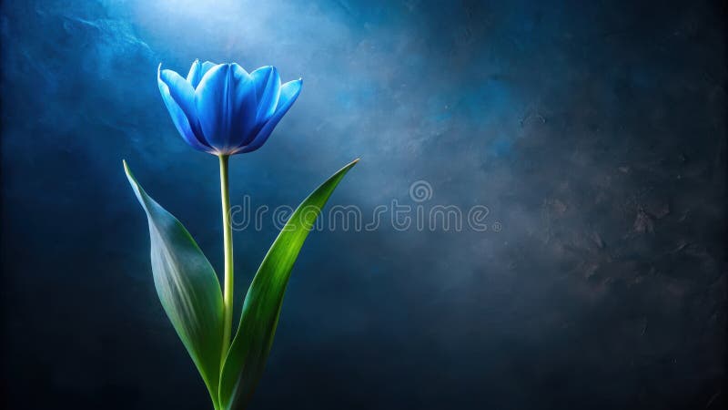 Blaue Tulpe mit dunklem Hintergrund. Generative AI stock abbildung