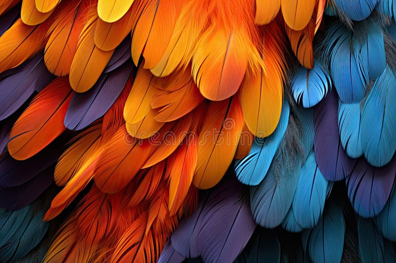 Blaue und orangefarbene Federn Hintergrund lizenzfreies stockbild