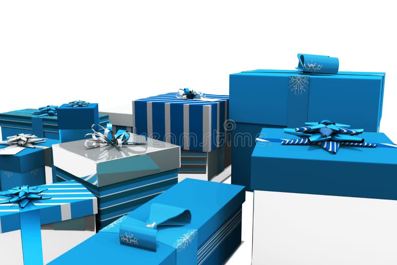 Blaue Und Silberne Weihnachtsgeschenke Stock Abbildung - Illustration