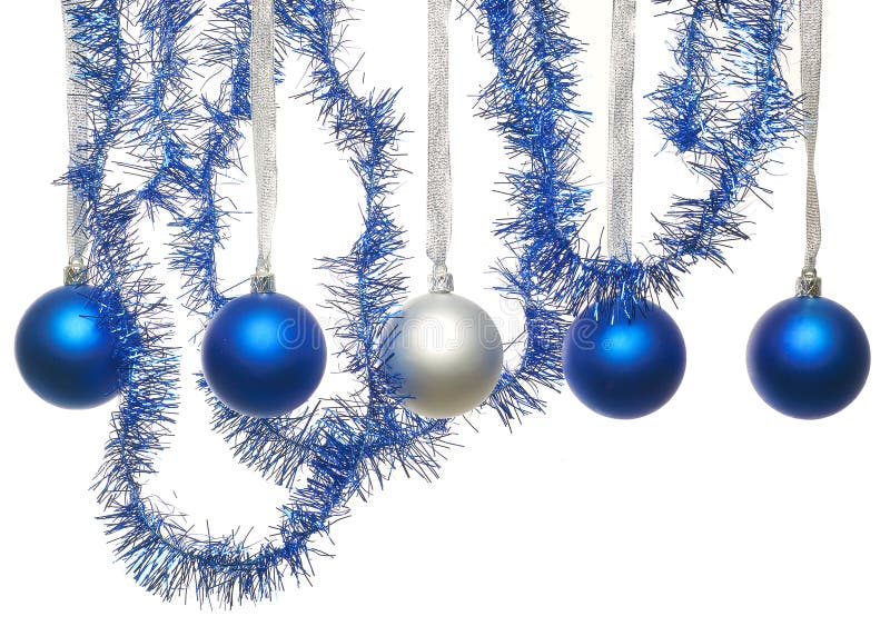 Blaue Und Silberne Weihnachtskugeln Stockfoto - Bild von flitter