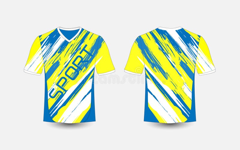 Blaue und weiße Streifenmustersport-Fußballausrüstungen, Trikot, T-Shirt Designschablone stock abbildung Blaue und weiße Streifenmustersport-Fußballausrüstungen, Trikot, T-Shirt Designschablone stock abbildung