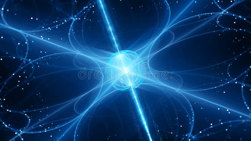 Blauer, futuristischer Quantenhub abstrakter Hintergrund stock abbildung