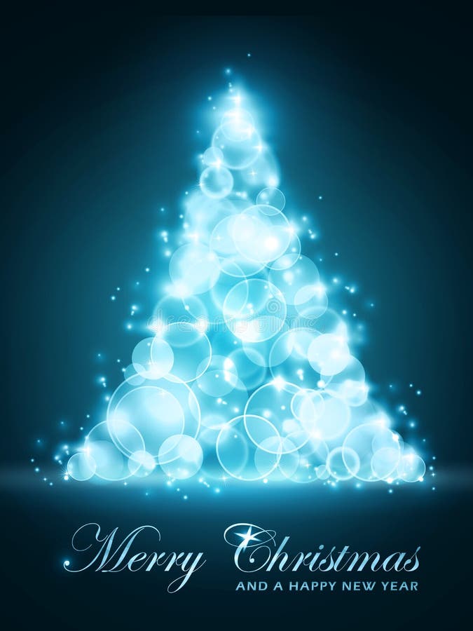 Blauer glühender Weihnachtsbaum stock abbildung Blauer glühender Weihnachtsbaum stock abbildung