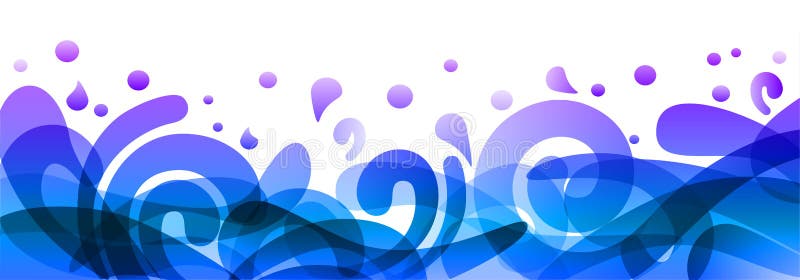 Blauer Hintergrund Design Illustration, sommerfarbenfarbige Banner Splash und Wellen in abstrakter Form des Wassers - für Lager vektor abbildung