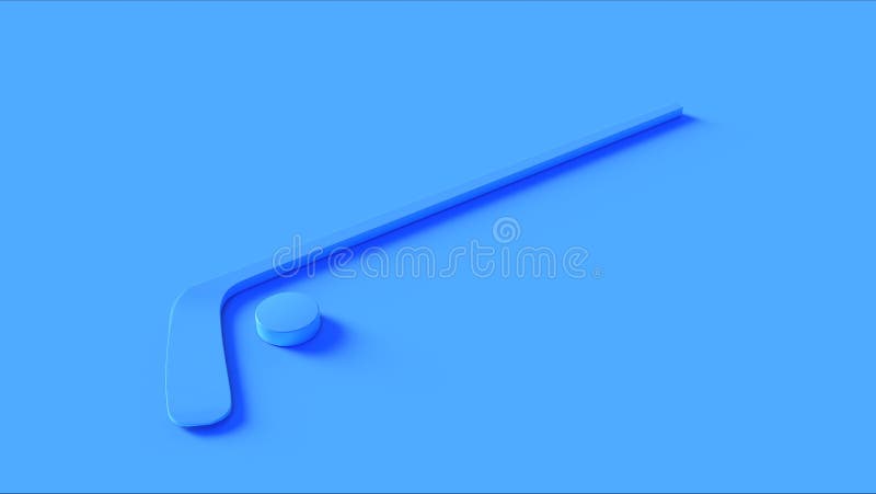 Blauer Hockeyschläger und Kobold lizenzfreie stockfotografie Blauer Hockeyschläger und Kobold lizenzfreie stockfotografie