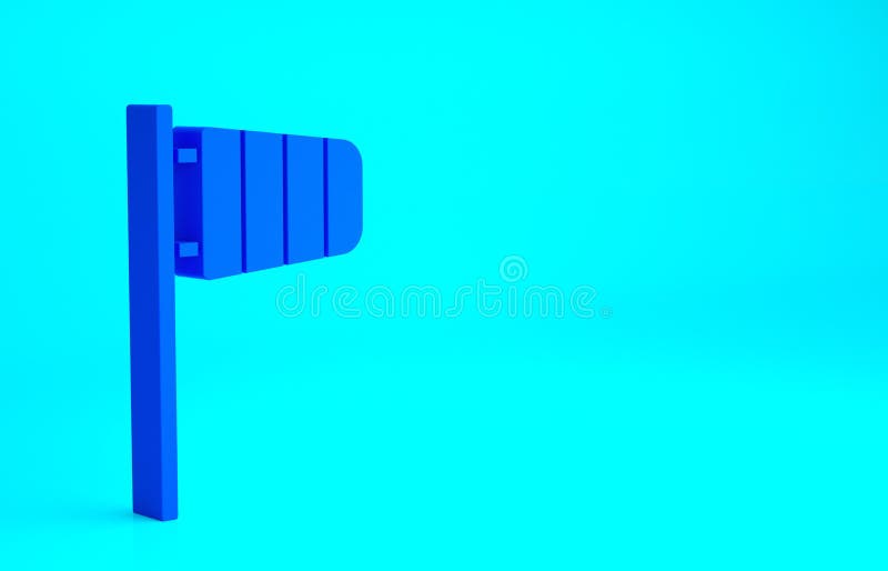 Blaue Kegel-Meteorologie Windsocken-Windrad-Symbol isoliert auf blauem Hintergrund. Windsocke zeigt Richtung und Stärke an vektor abbildung
