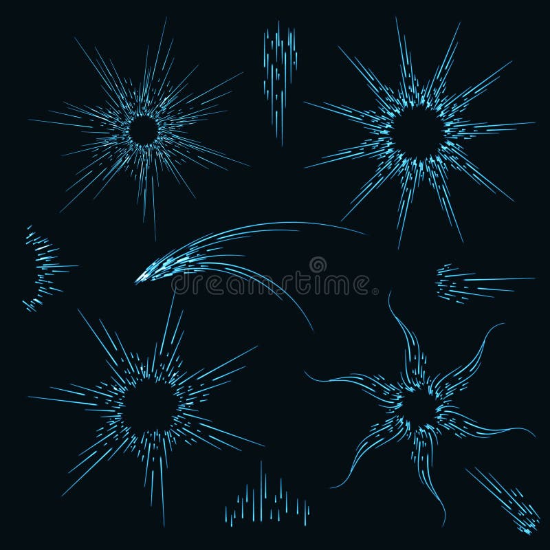 Blauer Radialfractal auf dem schwarzen Hintergrund im Vektor stock abbildung Blauer Radialfractal auf dem schwarzen Hintergrund im Vektor stock abbildung