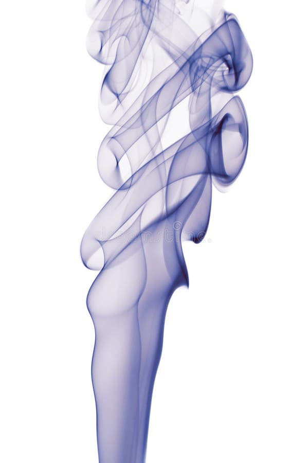 Blauer Rauch auf weißem Hintergrund lizenzfreie stockfotos