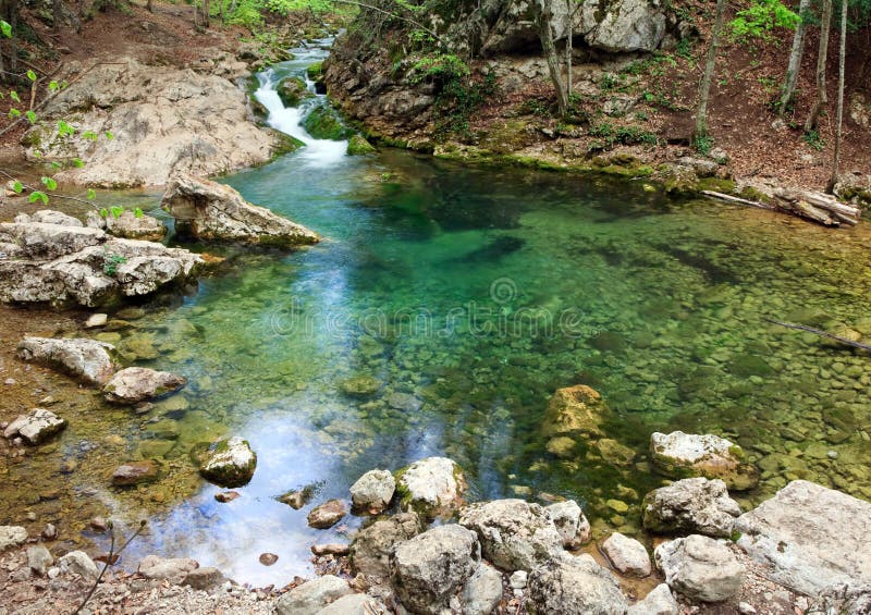 Blauer See auf Gebirgsfluß lizenzfreies stockfoto Blauer See auf Gebirgsfluß lizenzfreies stockfoto