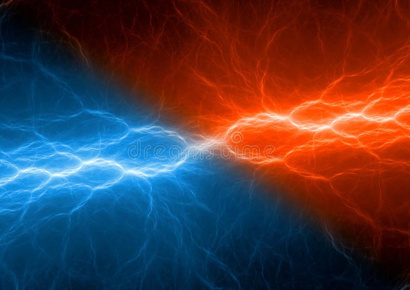 Blauer und orange Blitz stock abbildung
