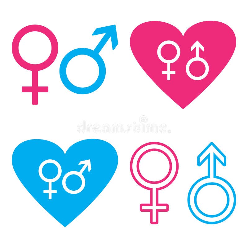 Blauer und rosa Mann und weibliche Symbole Vektor lizenzfreie abbildung Blauer und rosa Mann und weibliche Symbole Vektor lizenzfreie abbildung