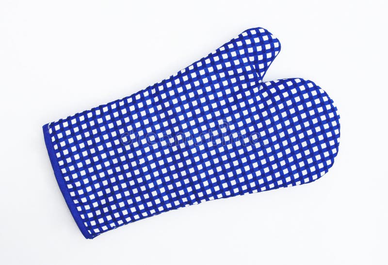 Blue and White Checkered Oven Mitt Glove isolated on white background. Blue and White Checkered Oven Mitt Glove isolated on white background