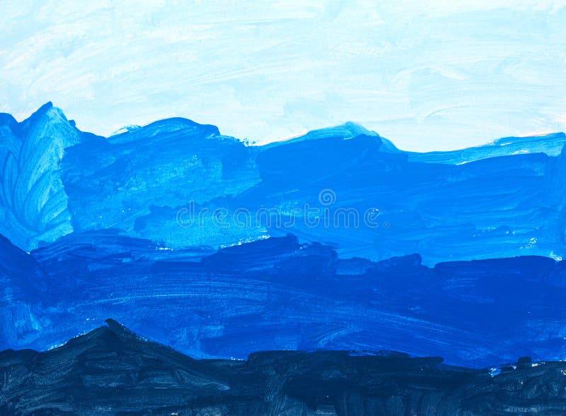 Blauer Wave Abstract Acrylic Painting von Kindern stockbilder Blauer Wave Abstract Acrylic Painting von Kindern stockbilder