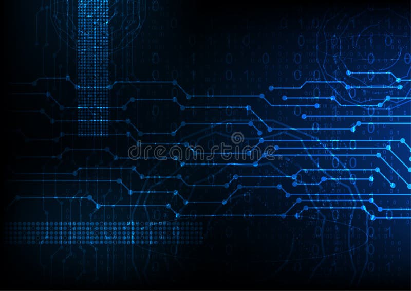 Blauer zukünftiger abstrakter Technologiehintergrund des Vektors, Verschlüsselung der digitalen Daten lizenzfreie abbildung