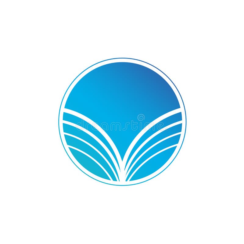 Blaues abstraktes rundes Logo mit gebogenen Streifen, Sonnenstrahlen Vektorabbildung getrennt auf weißem Hintergrund lizenzfreie abbildung Blaues abstraktes rundes Logo mit gebogenen Streifen, Sonnenstrahlen Vektorabbildung getrennt auf weißem Hintergrund lizenzfreie abbildung