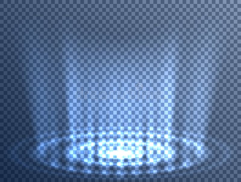 Blaues Energieportal mit transparentem Hintergrund. Futuristischer Lichtvortex mit kreisförmigem Rippeneffekt. Perfekt für Scifi lizenzfreie abbildung