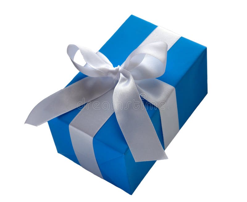 Blaues Geschenk Stockfoto Bild Von Kasten Farbband Bogen
