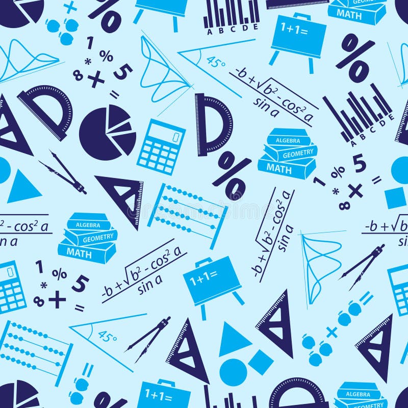 Blaues nahtloses Muster der Mathematikikonen vektor abbildung Blaues nahtloses Muster der Mathematikikonen vektor abbildung