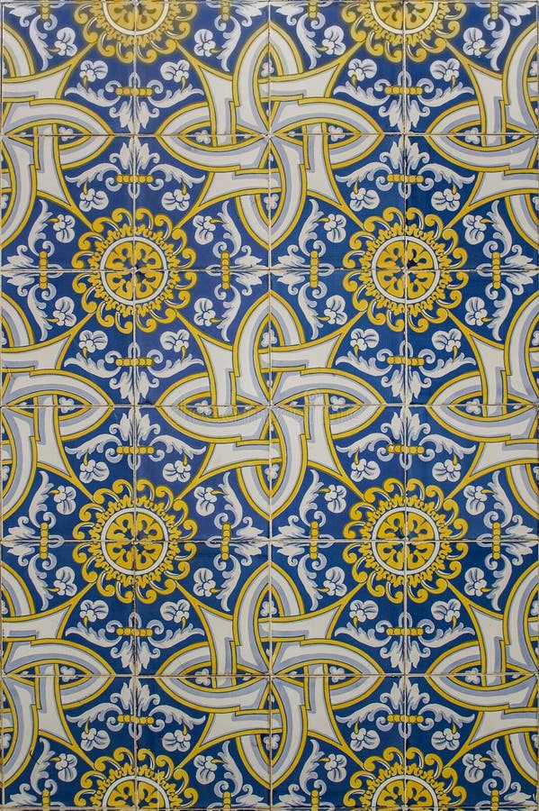 stapel passend Vooruitgaan Blauw En Geel Portugees Mozaïek Stock Afbeelding - Image of samenvatting,  mozaïek: 110828891