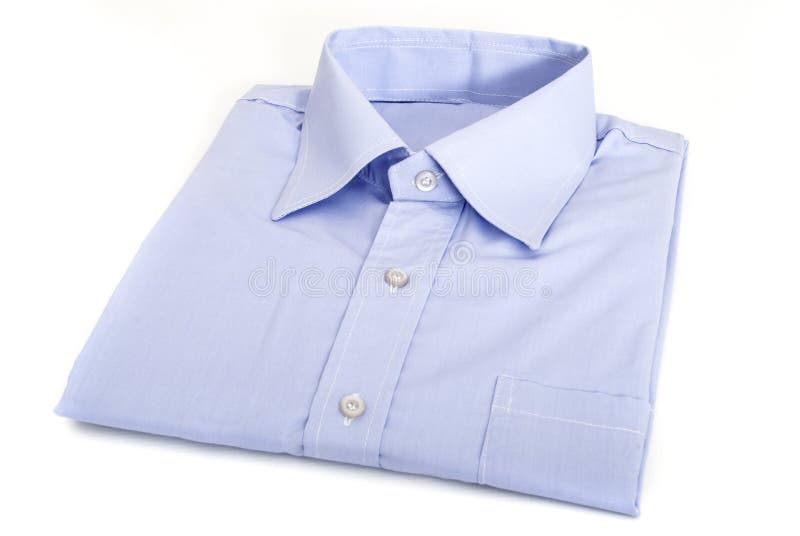 Blauw Mannelijk keurig Gevouwen die Overhemd, op Witte Achtergrond wordt geïsoleerd royalty-vrije stock afbeelding Blauw Mannelijk keurig Gevouwen die Overhemd, op Witte Achtergrond wordt geïsoleerd royalty-vrije stock afbeelding
