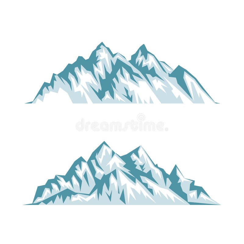 Blauw silhouet van bergen met schaduwen, lichten en sneeuw vector illustratie Blauw silhouet van bergen met schaduwen, lichten en sneeuw vector illustratie