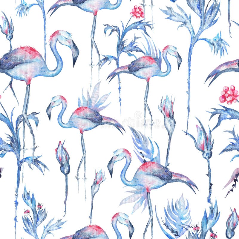 In Blauw Tropisch Waterverfpatroon royalty-vrije illustratie In Blauw Tropisch Waterverfpatroon royalty-vrije illustratie