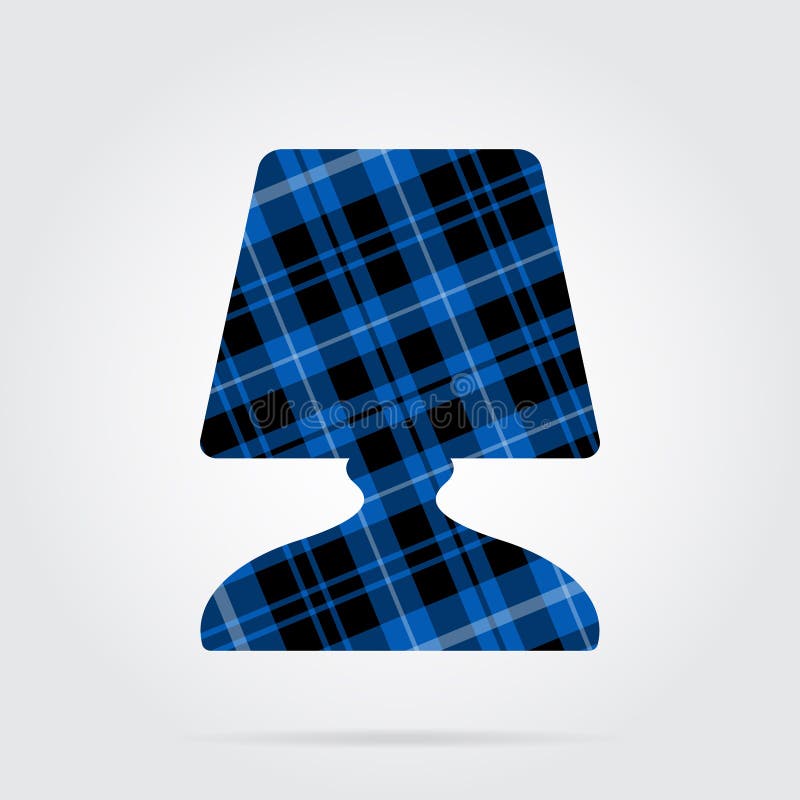 Blauw, zwart geruit Schots wollen stofpictogram - bedschemerlamp stock illustratie Blauw, zwart geruit Schots wollen stofpictogram - bedschemerlamp stock illustratie