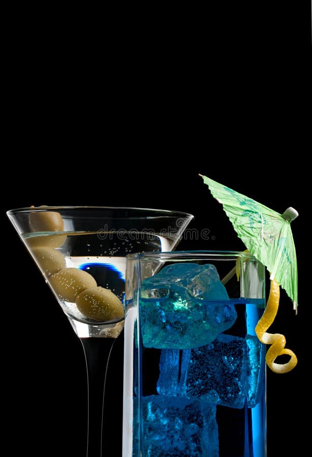Blue Curaçao cocktail stock afbeeldingen