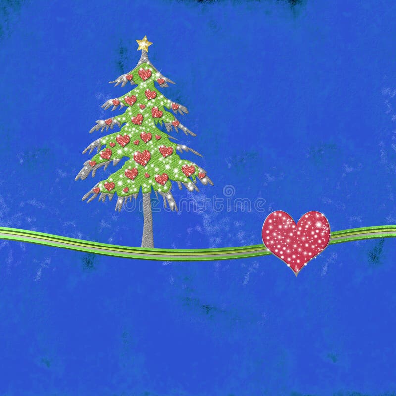 Blauwe de kaartliefde van de Kerstmisgroet, exemplaarruimte stock illustratie Blauwe de kaartliefde van de Kerstmisgroet, exemplaarruimte stock illustratie