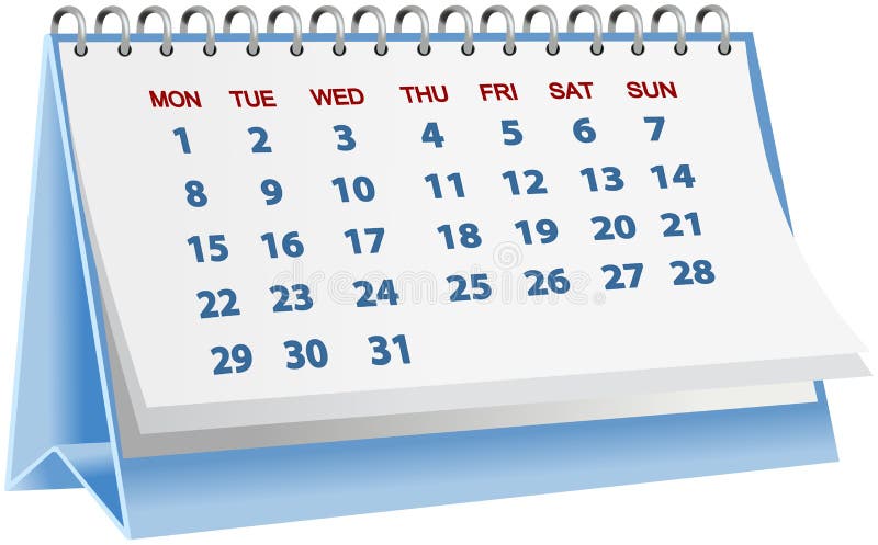 Blauwe die bureaukalender op wit wordt geïsoleerd royalty-vrije illustratie Blauwe die bureaukalender op wit wordt geïsoleerd royalty-vrije illustratie
