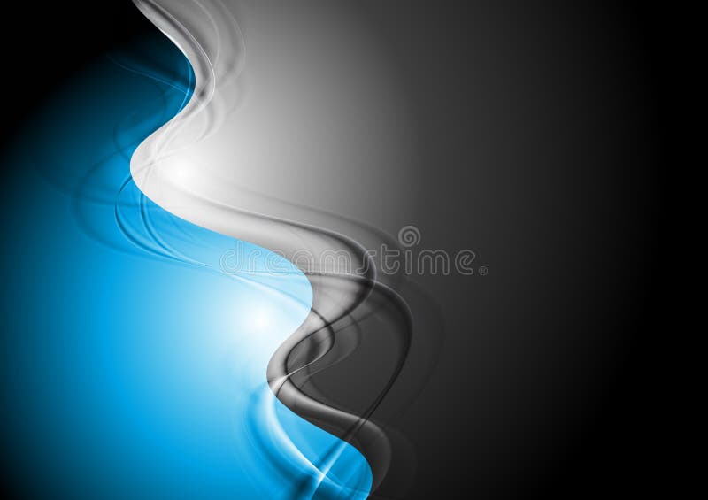 Blauwe en zwarte abstracte achtergrond met golven stock illustratie Blauwe en zwarte abstracte achtergrond met golven stock illustratie