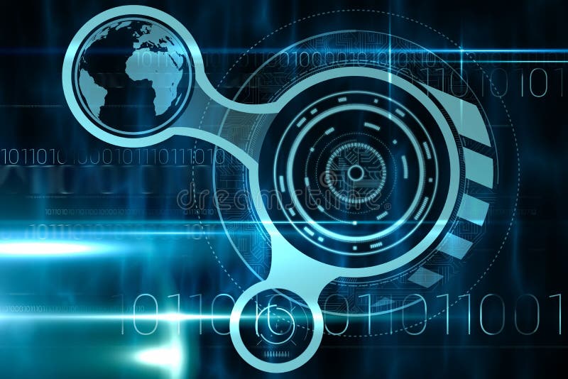 Blauwe en zwarte technologieinterface stock illustratie