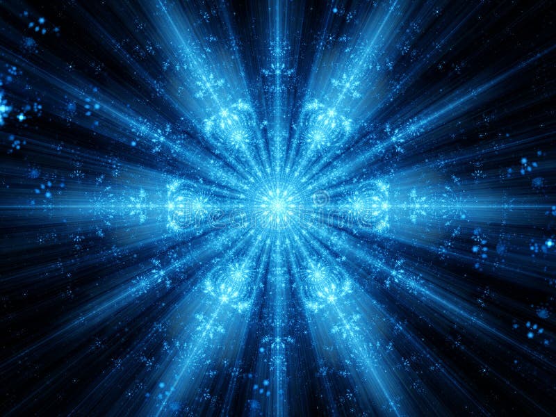 Blauwe het gloeien sneeuwvlokfractal vector illustratie Blauwe het gloeien sneeuwvlokfractal vector illustratie