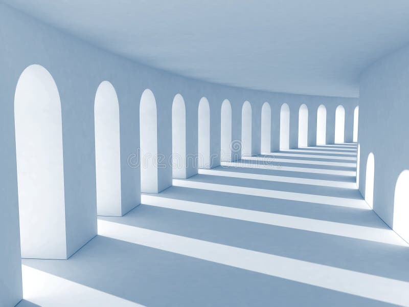 Colonnade with deep shadows in cool colors. Illustration. Colonnade with deep shadows in cool colors. Illustration