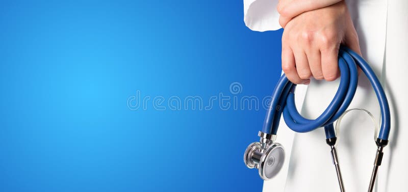 Blauwe medische achtergrond met verpleegster stock afbeelding Blauwe medische achtergrond met verpleegster stock afbeelding
