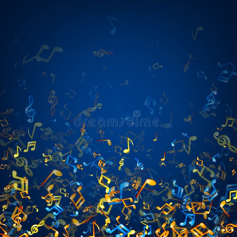 Blauwe muzikale achtergrond met nota's