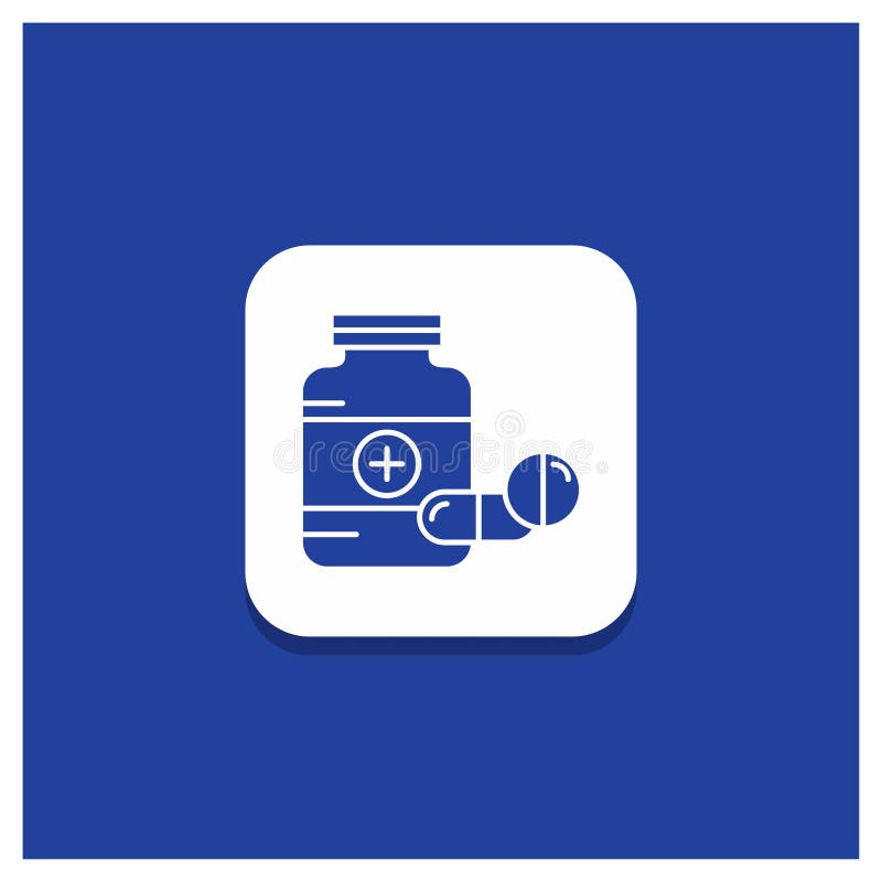 Blauwe Ronde Knoop voor geneeskunde, Pil, capsule, drugs, het pictogram van tabletglyph royalty-vrije illustratie Blauwe Ronde Knoop voor geneeskunde, Pil, capsule, drugs, het pictogram van tabletglyph royalty-vrije illustratie