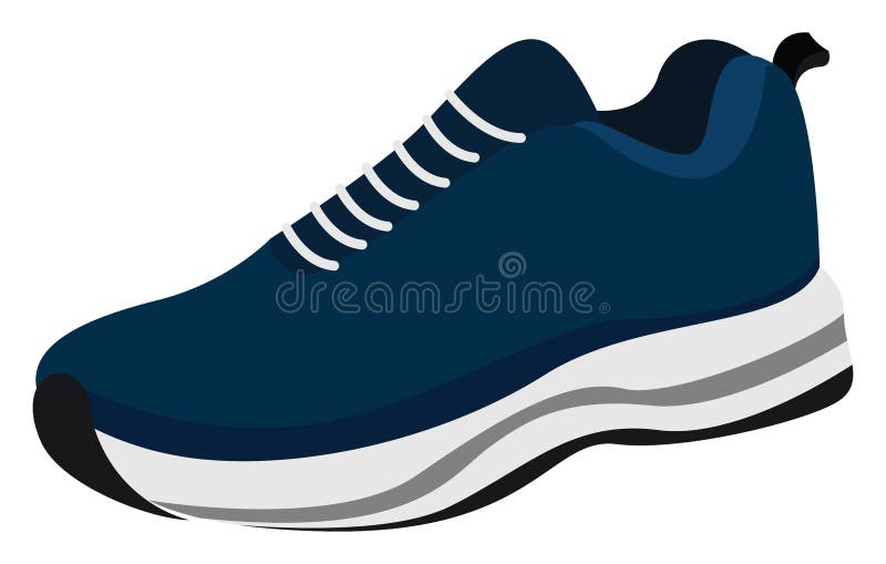 Blue sneaker, illustration, vector on white background. Blue sneaker, illustration, vector on white background